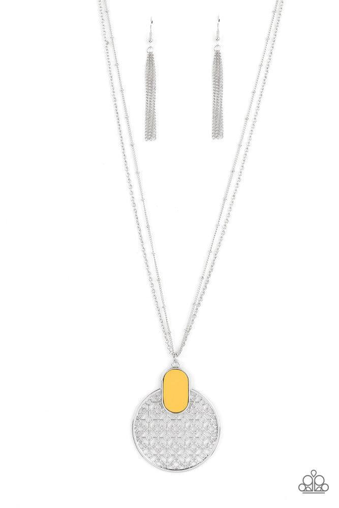 South Beach Beauty Yellow Necklace - Paparazzi Accessories- lightbox - CarasShop.com - Paparazzi Jewelry by Cara Jewels