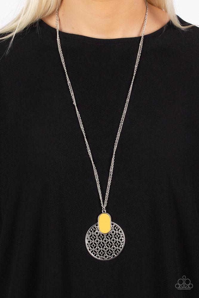 South Beach Beauty Yellow Necklace - Paparazzi Accessories- lightbox - CarasShop.com - Paparazzi Jewelry by Cara Jewels