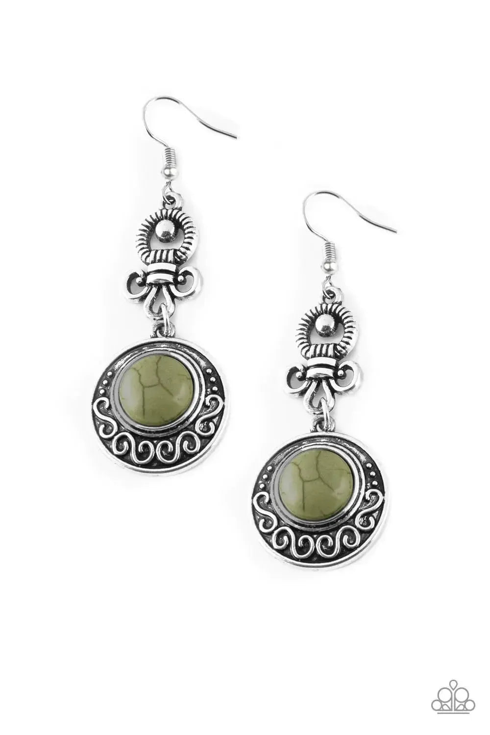 Southern Serenity Green Stone Earrings - Paparazzi Accessories- lightbox - CarasShop.com - Paparazzi Jewelry by Cara Jewels
