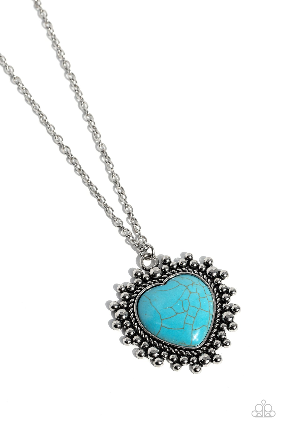 Southwestern Sentiment Turquoise Blue Stone Heart Necklace - Paparazzi Accessories- lightbox - CarasShop.com - Paparazzi Jewelry by Cara Jewels