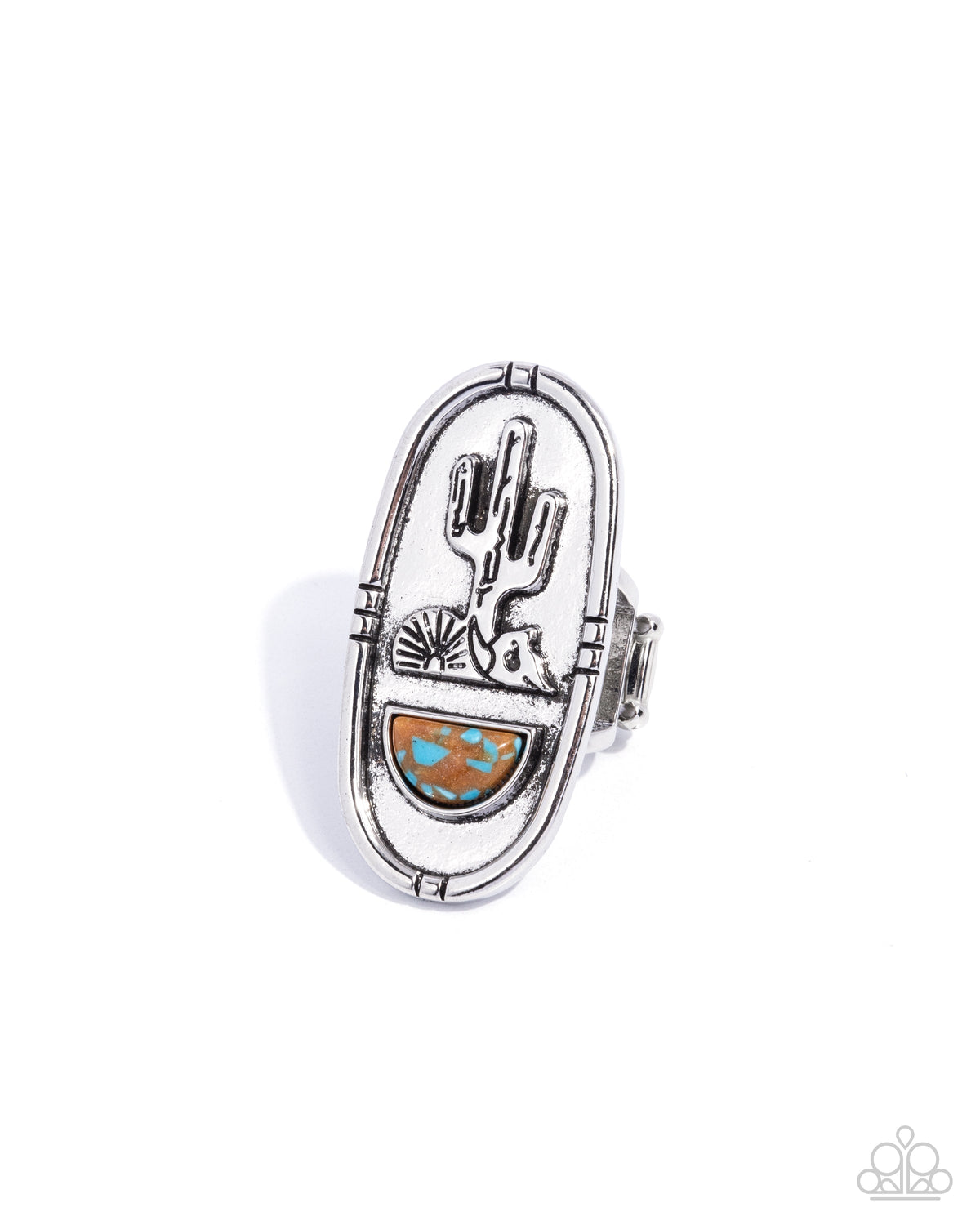 Southwestern Sketch Brown & Silver Ring - Paparazzi Accessories- lightbox - CarasShop.com - Paparazzi Jewelry by Cara Jewels
