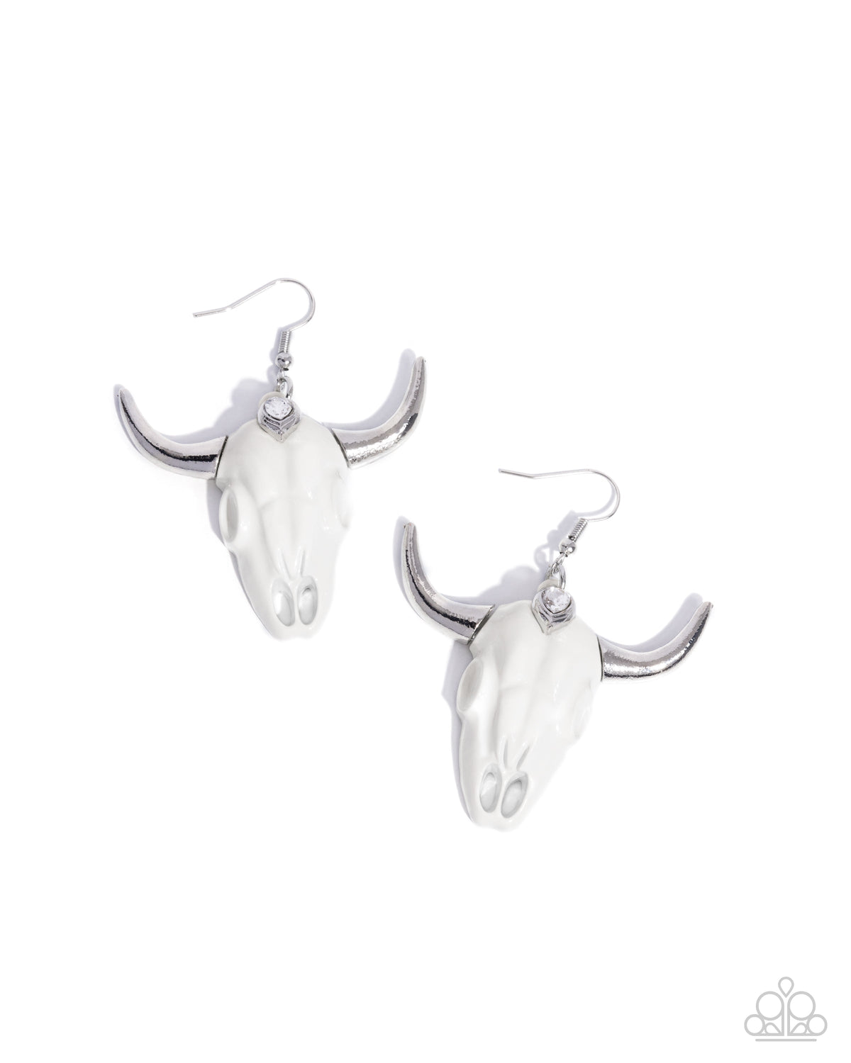 Southwestern Skull White Earrings - Paparazzi Accessories- lightbox - CarasShop.com - Paparazzi Jewelry by Cara Jewels