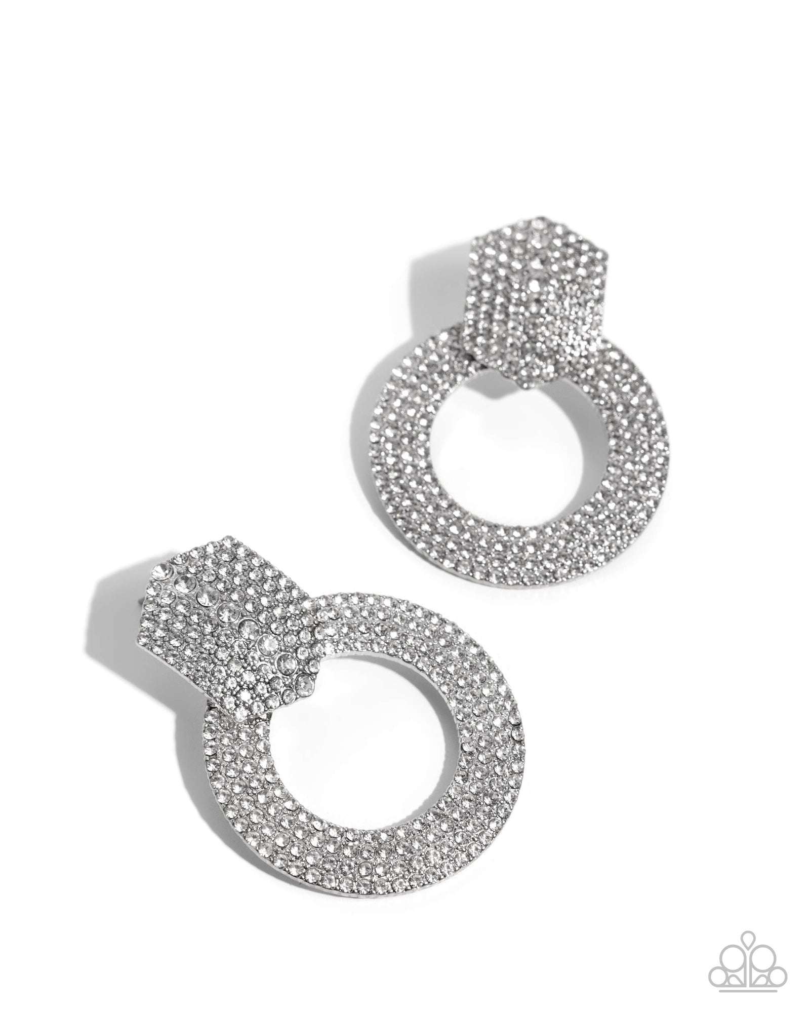 Sparkly Safeguard White Earrings - Paparazzi Accessories- lightbox - CarasShop.com - Paparazzi Jewelry by Cara Jewels