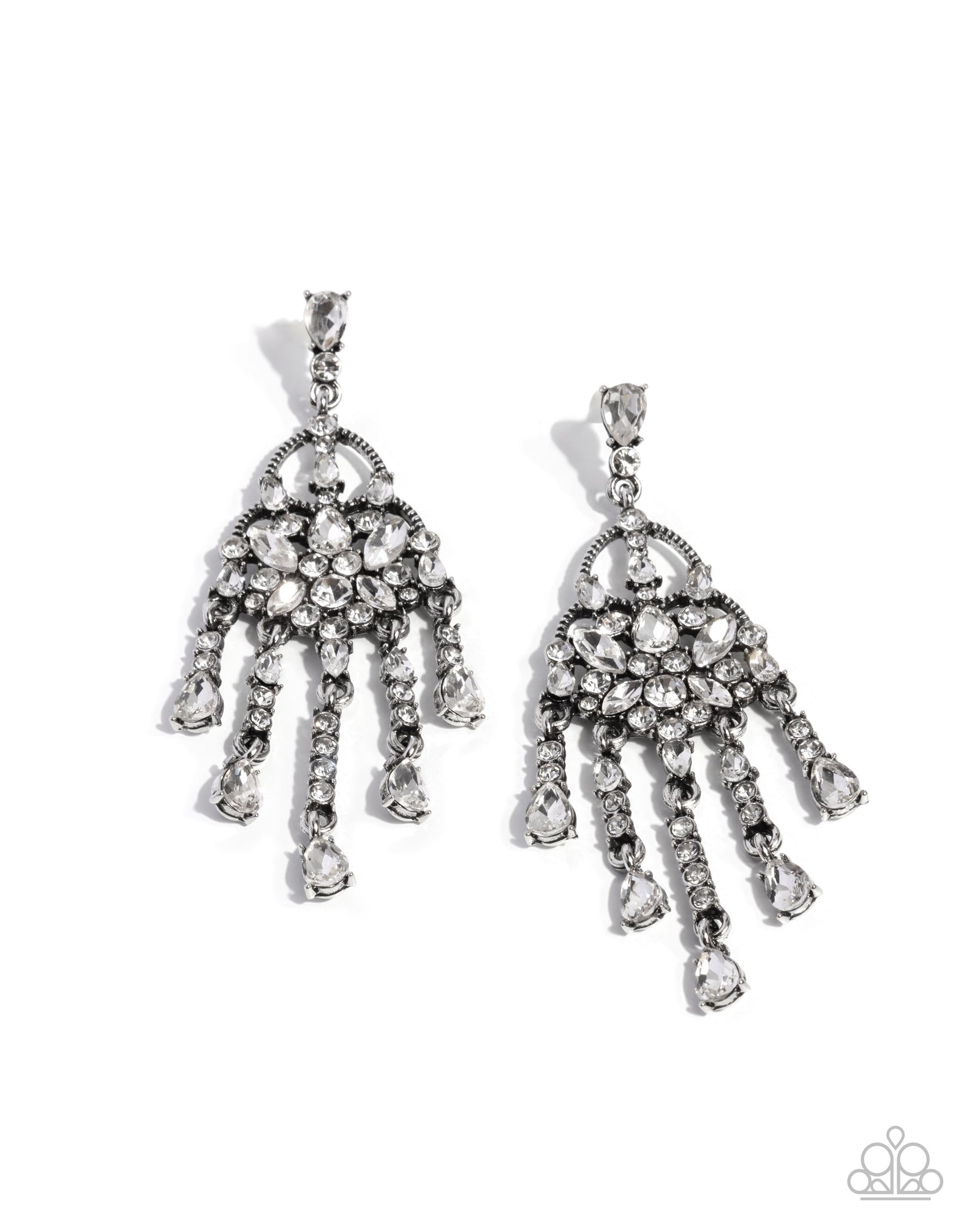 Sparkly Shimmy White Rhinestone Earrings - Paparazzi Accessories- lightbox - CarasShop.com - Paparazzi Jewelry by Cara Jewels