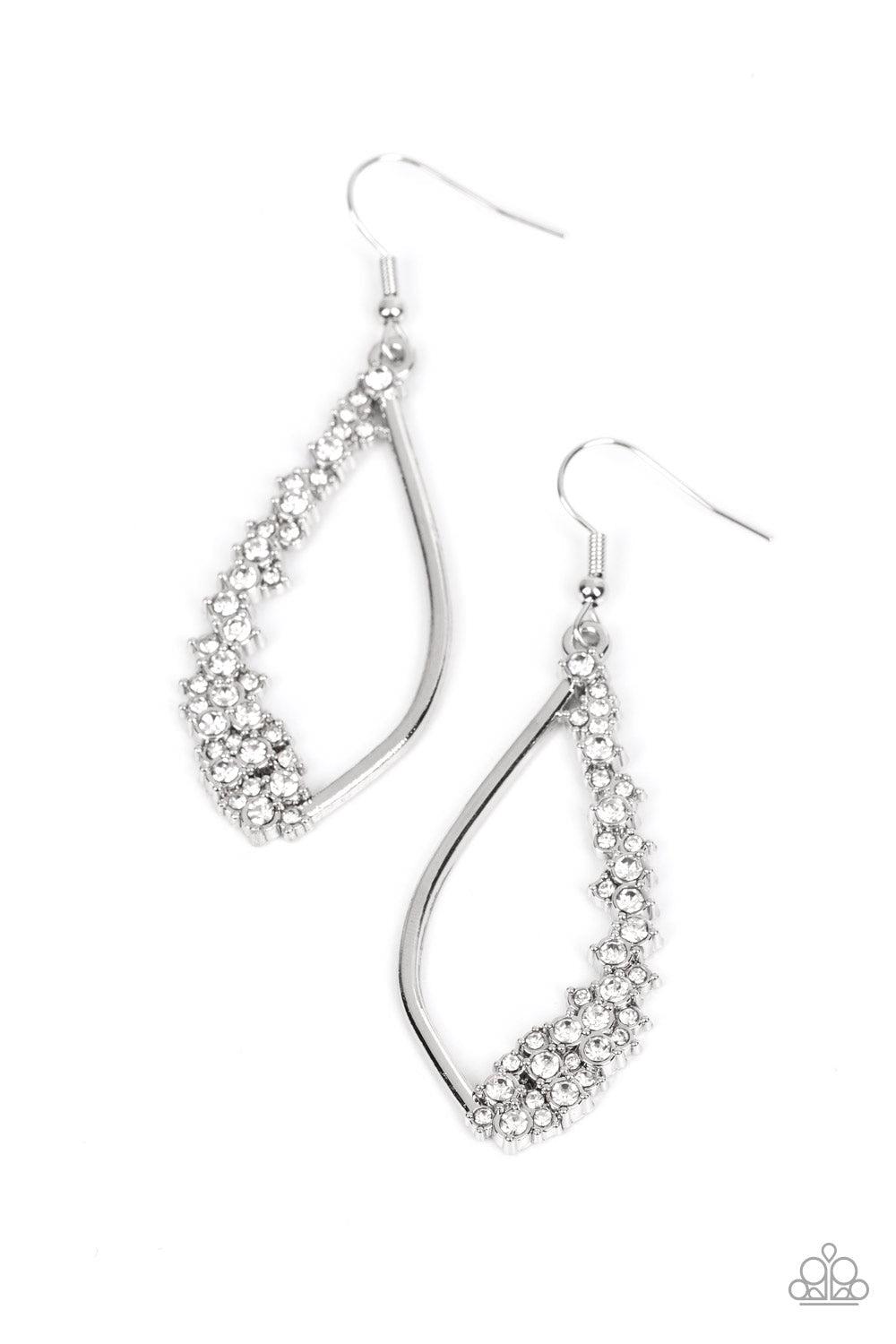 Sparkly Side Effects White Rhinestone Earrings - Paparazzi Accessories- lightbox - CarasShop.com - Paparazzi Jewelry by Cara Jewels