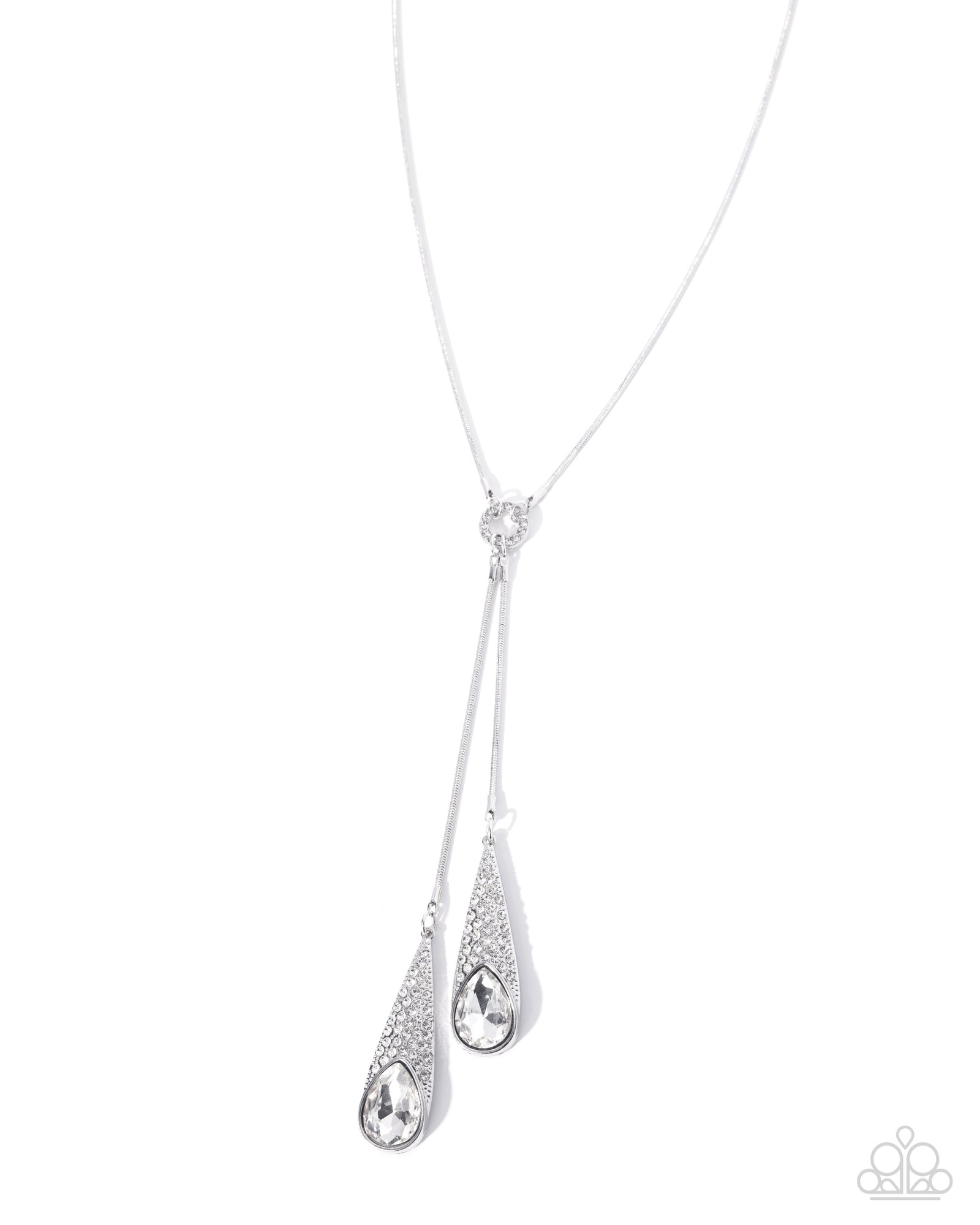 Sparkly Sway White Gem Necklace - Paparazzi Accessories- lightbox - CarasShop.com - Paparazzi Jewelry by Cara Jewels