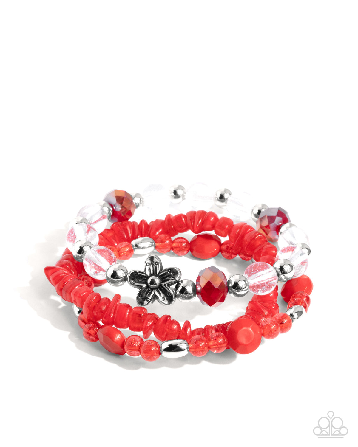 Spellbound Stack Red Bracelet - Paparazzi Accessories- lightbox - CarasShop.com - Paparazzi Jewelry by Cara Jewels