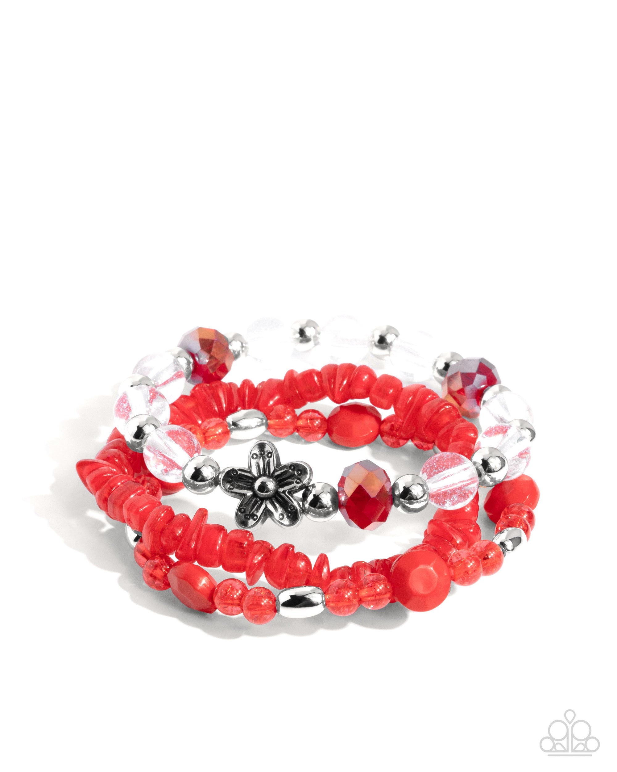 Spellbound Stack Red Bracelet - Paparazzi Accessories- lightbox - CarasShop.com - Paparazzi Jewelry by Cara Jewels