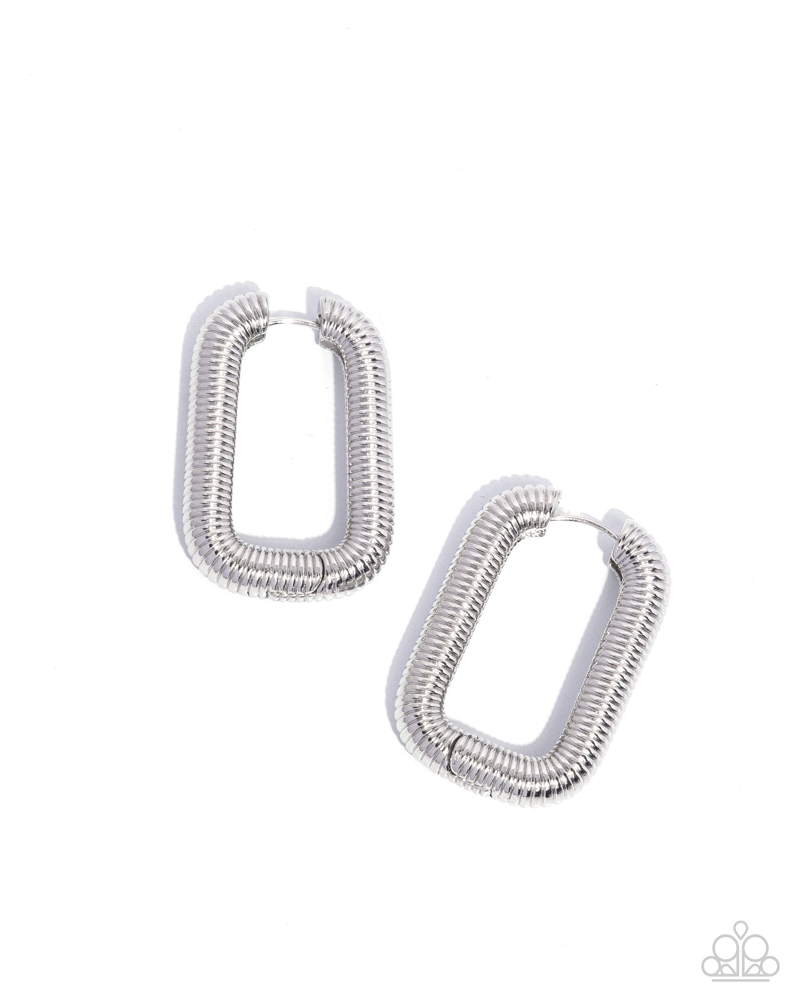 Spiral Supply Silver Hinge Hoop Earrings - Paparazzi Accessories- lightbox - CarasShop.com - Paparazzi Jewelry by Cara Jewels