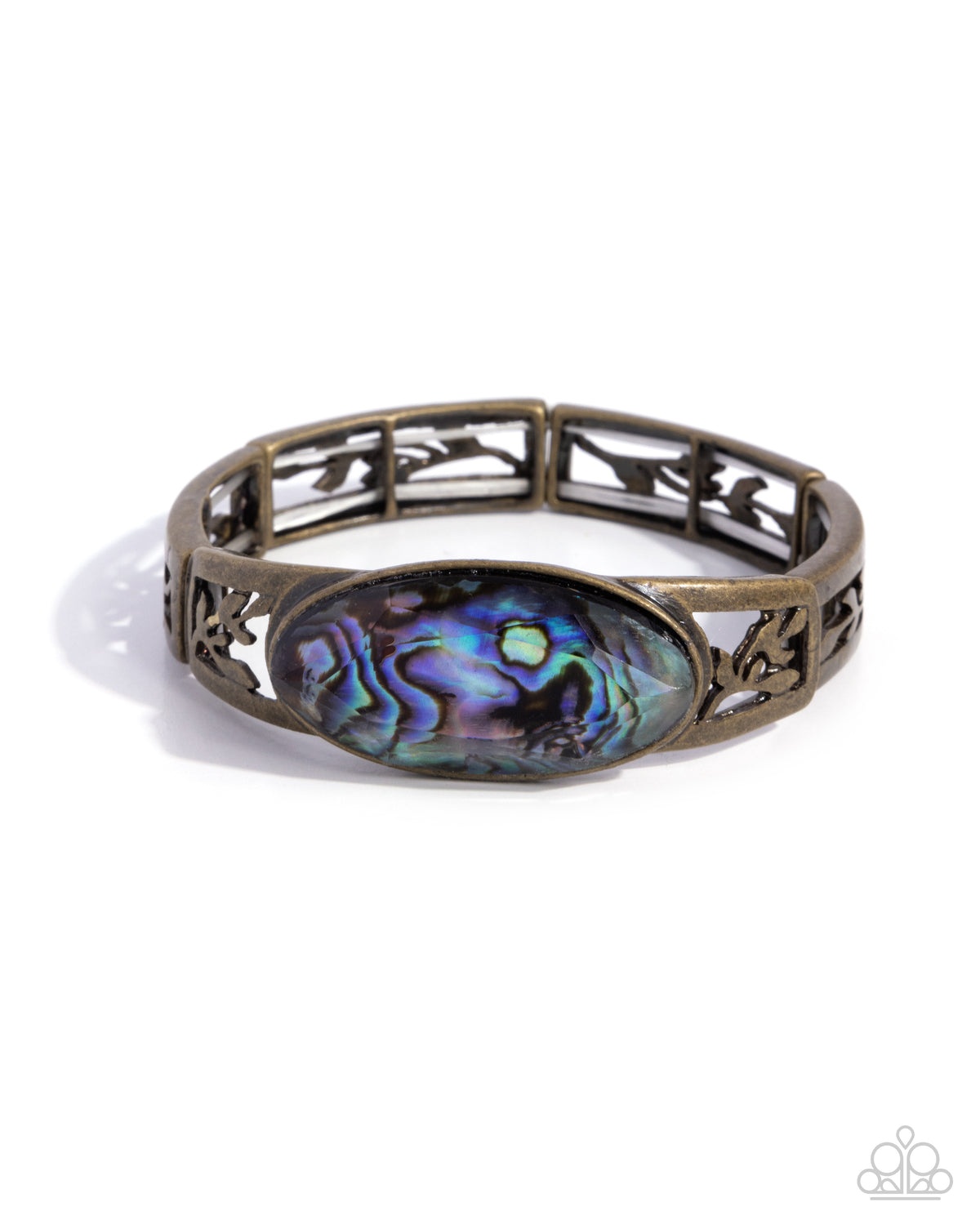 Spliced Santa Fe Brass & Abalone Shell Bracelet - Paparazzi Accessories- lightbox - CarasShop.com - Paparazzi Jewelry by Cara Jewels