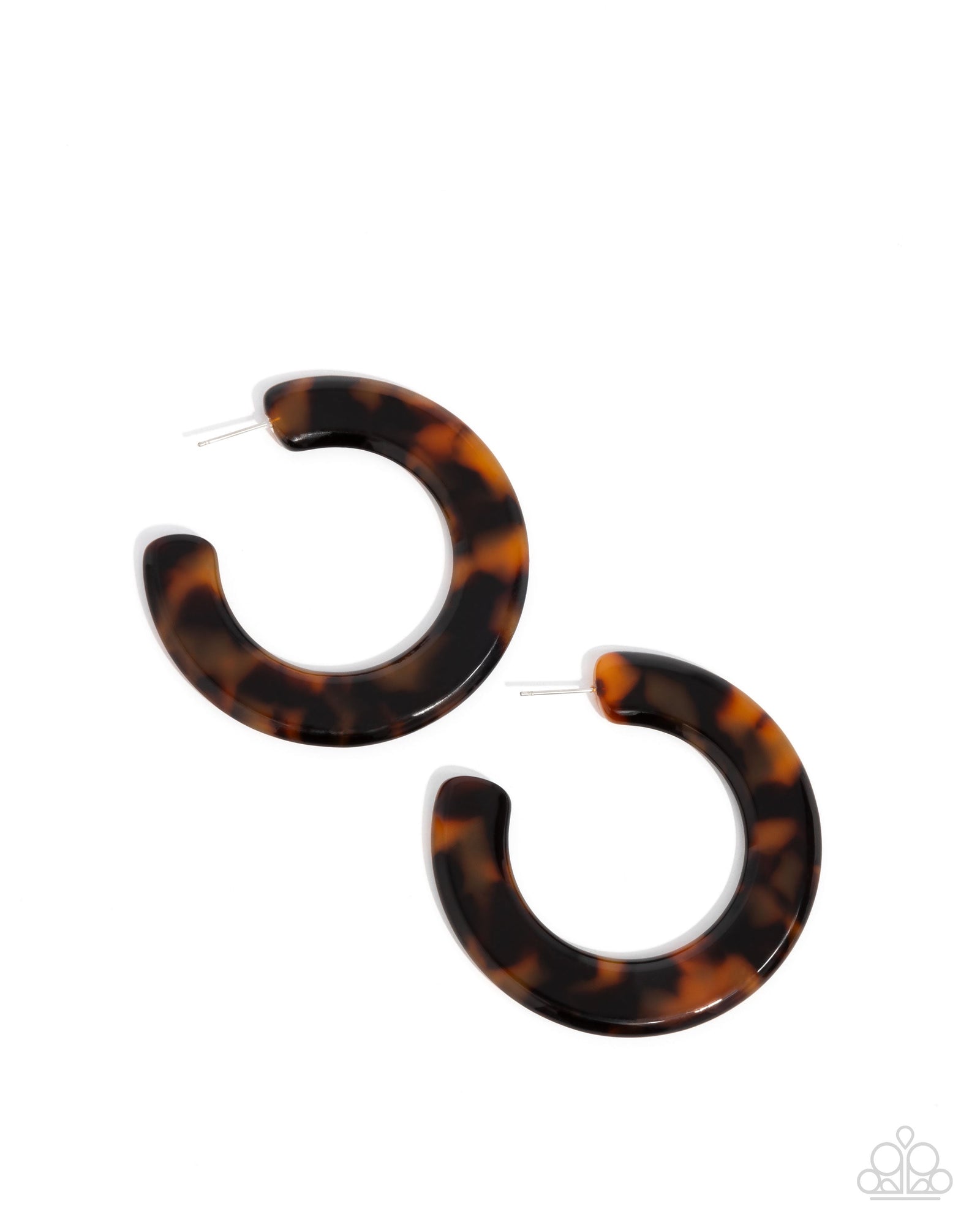 Spotted Scoop Brown Tortoise Shell Acrylic Hoop Earrings - Paparazzi Accessories- lightbox - CarasShop.com - Paparazzi Jewelry by Cara Jewels