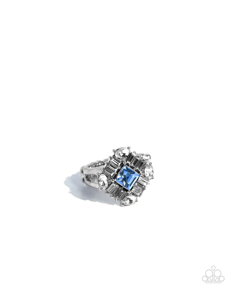 Square Formation Blue Ring - Paparazzi Accessories- lightbox - CarasShop.com - Paparazzi Jewelry by Cara Jewels