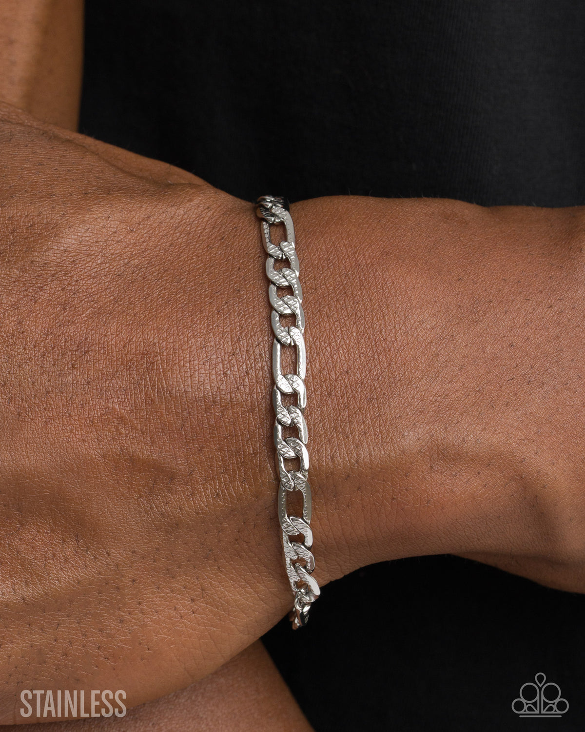 Stainless Showcase Silver Men's Stainless Steel Bracelet - Paparazzi Accessories-on model - CarasShop.com - Paparazzi Jewelry by Cara Jewels