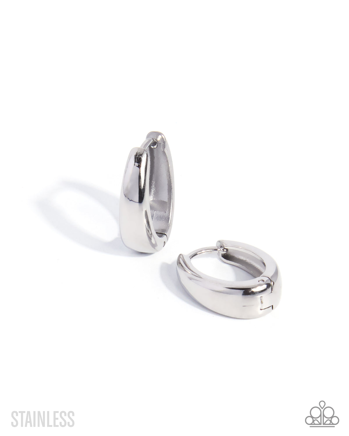 Stainless Stroll Silver Stainless Steel Hoop Earrings - Paparazzi Accessories- lightbox - CarasShop.com - Paparazzi Jewelry by Cara Jewels