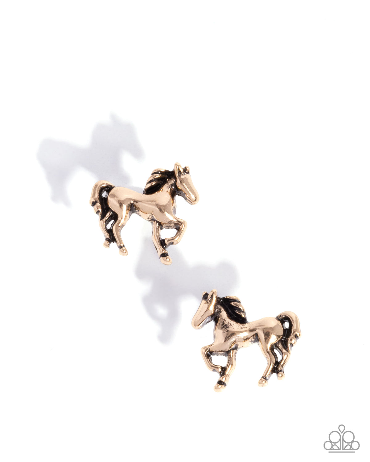 Stallion Selfie Gold Horse Post Earrings - Paparazzi Accessories- lightbox - CarasShop.com - Paparazzi Jewelry by Cara Jewels