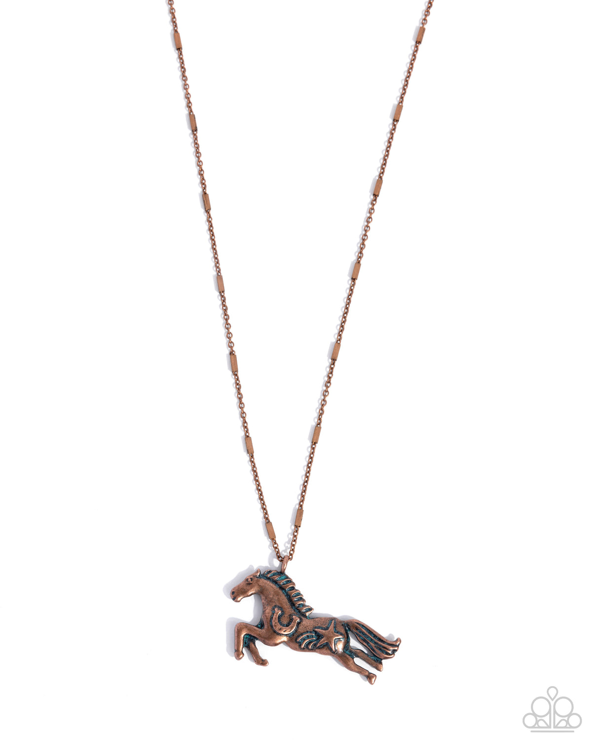 Stallion Spotlight Copper Horse Necklace - Paparazzi Accessories- lightbox - CarasShop.com - Paparazzi Jewelry by Cara Jewels