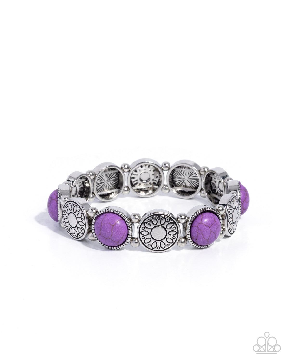 Stamped Stones Purple Stone Bracelet - Paparazzi Accessories- lightbox - CarasShop.com - Paparazzi Jewelry by Cara Jewels