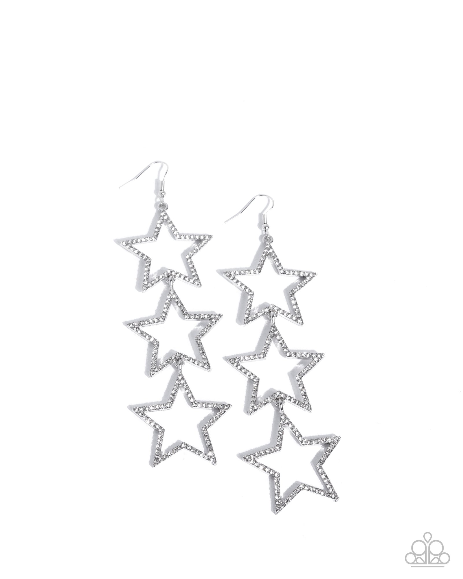 Star-Crossed Success White Rhinestone Earrings - Paparazzi Accessories- lightbox - CarasShop.com - Paparazzi Jewelry by Cara Jewels