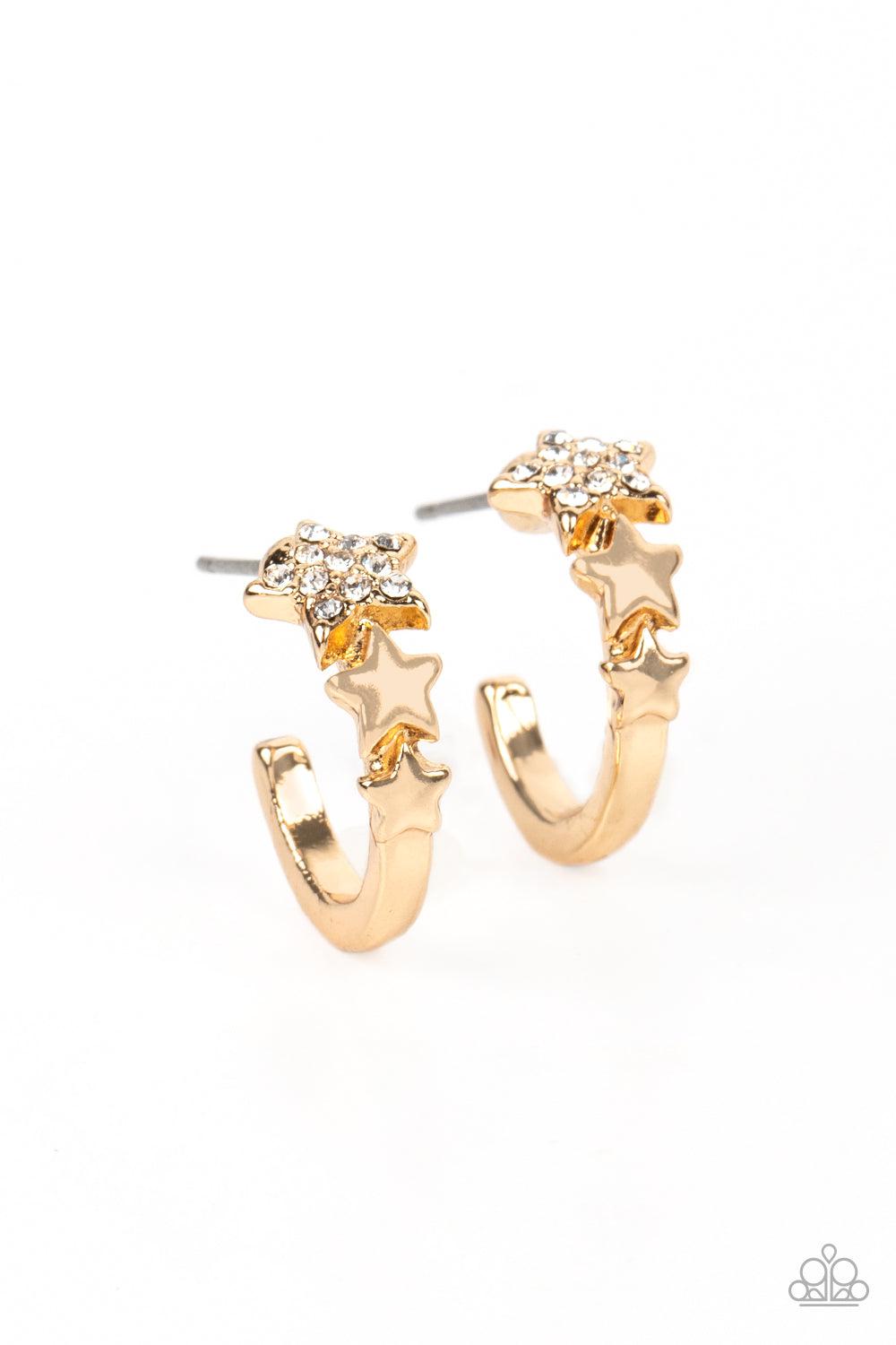 Starfish Showpiece Gold Hoop Earrings - Paparazzi Accessories- lightbox - CarasShop.com - Paparazzi Jewelry by Cara Jewels