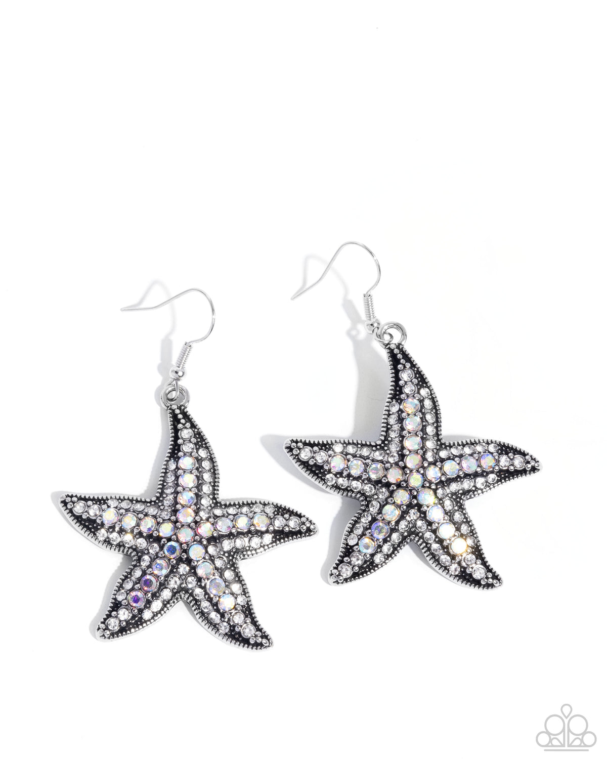 Starfish Spectacle White Rhinestone Earrings - Paparazzi Accessories- lightbox - CarasShop.com - Paparazzi Jewelry by Cara Jewels