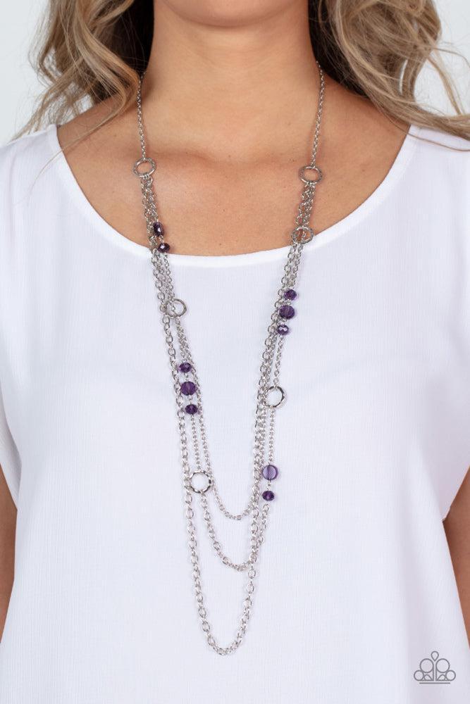 Starry-Eyed Eloquence Purple Necklace - Paparazzi Accessories- on model - CarasShop.com - Paparazzi Jewelry by Cara Jewels