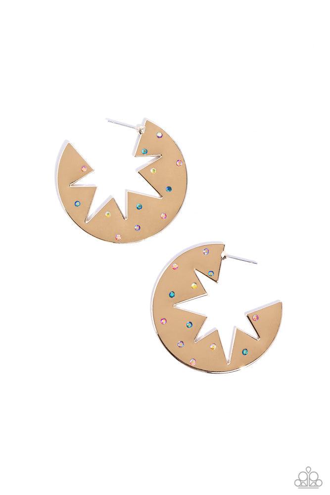 Starry Sensation Gold Earrings - Paparazzi Accessories- lightbox - CarasShop.com - Paparazzi Jewelry by Cara Jewels