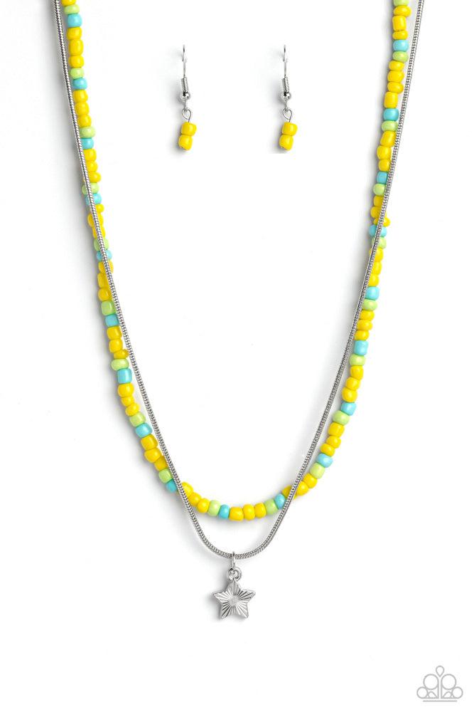 Starry Serendipity Yellow Necklace - Paparazzi Accessories- lightbox - CarasShop.com - Paparazzi Jewelry by Cara Jewels