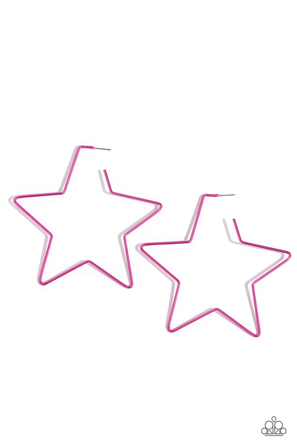 Starstruck Secret Pink Star Hoop Earrings - Paparazzi Accessories- lightbox - CarasShop.com - Paparazzi Jewelry by Cara Jewels