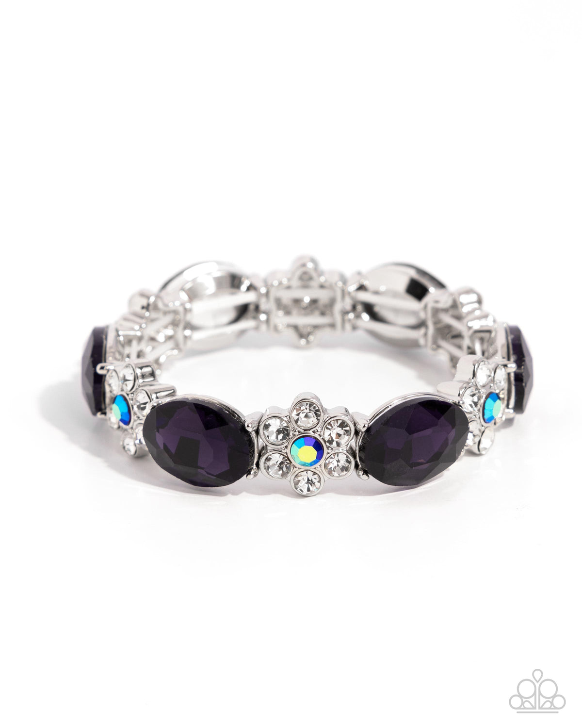 Staycation Sparkle Purple & Iridescent Rhinestone Bracelet - Paparazzi Accessories- lightbox - CarasShop.com - Paparazzi Jewelry by Cara Jewels