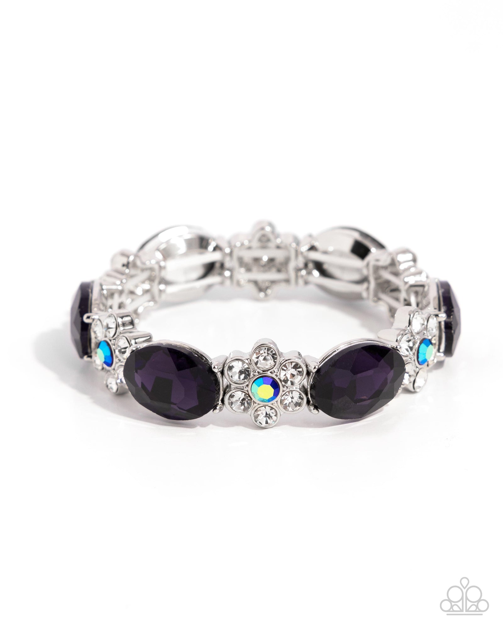 Staycation Sparkle Purple & Iridescent Rhinestone Bracelet - Paparazzi Accessories- lightbox - CarasShop.com - Paparazzi Jewelry by Cara Jewels