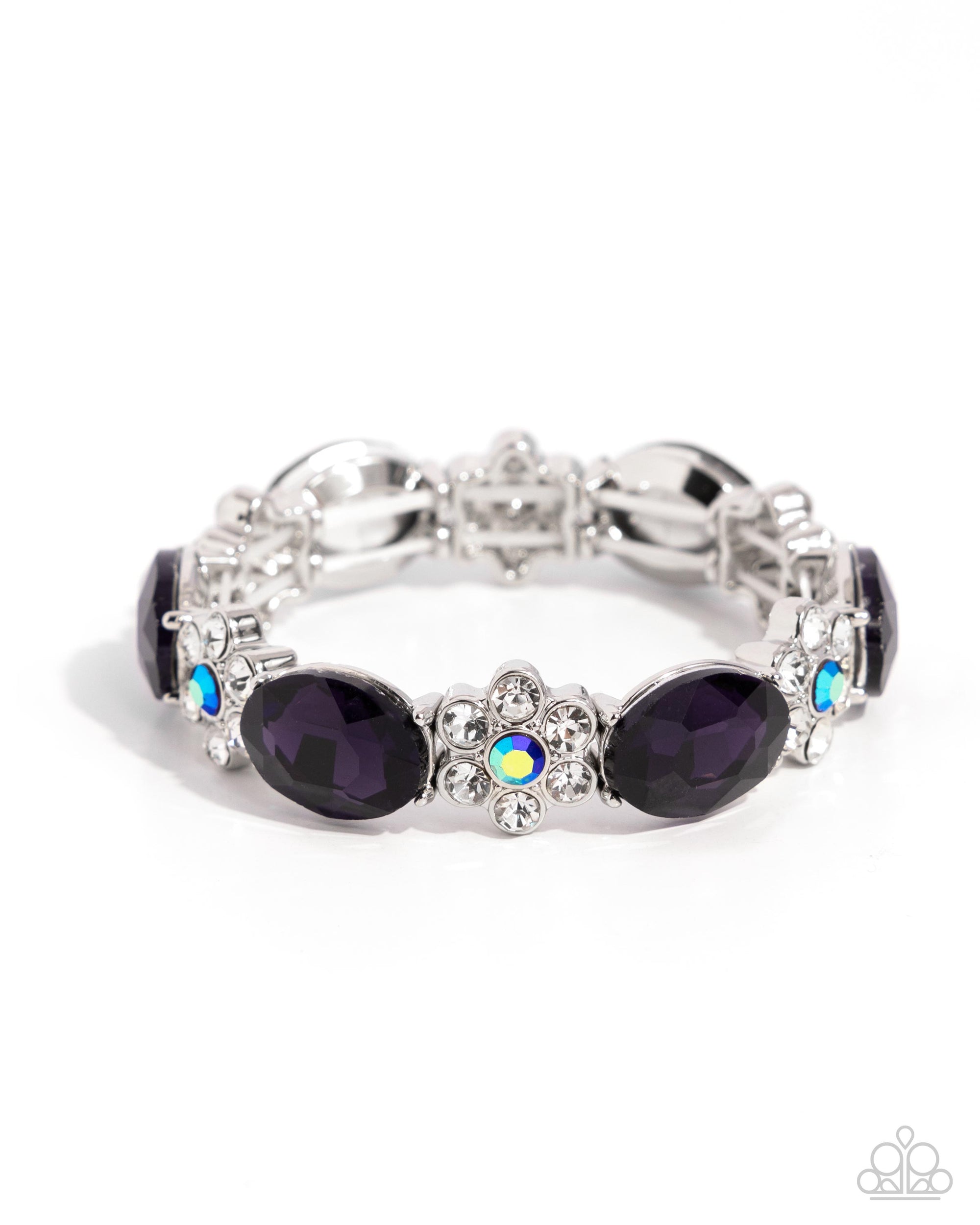 Staycation Sparkle Purple & Iridescent Rhinestone Bracelet - Paparazzi Accessories- lightbox - CarasShop.com - Paparazzi Jewelry by Cara Jewels