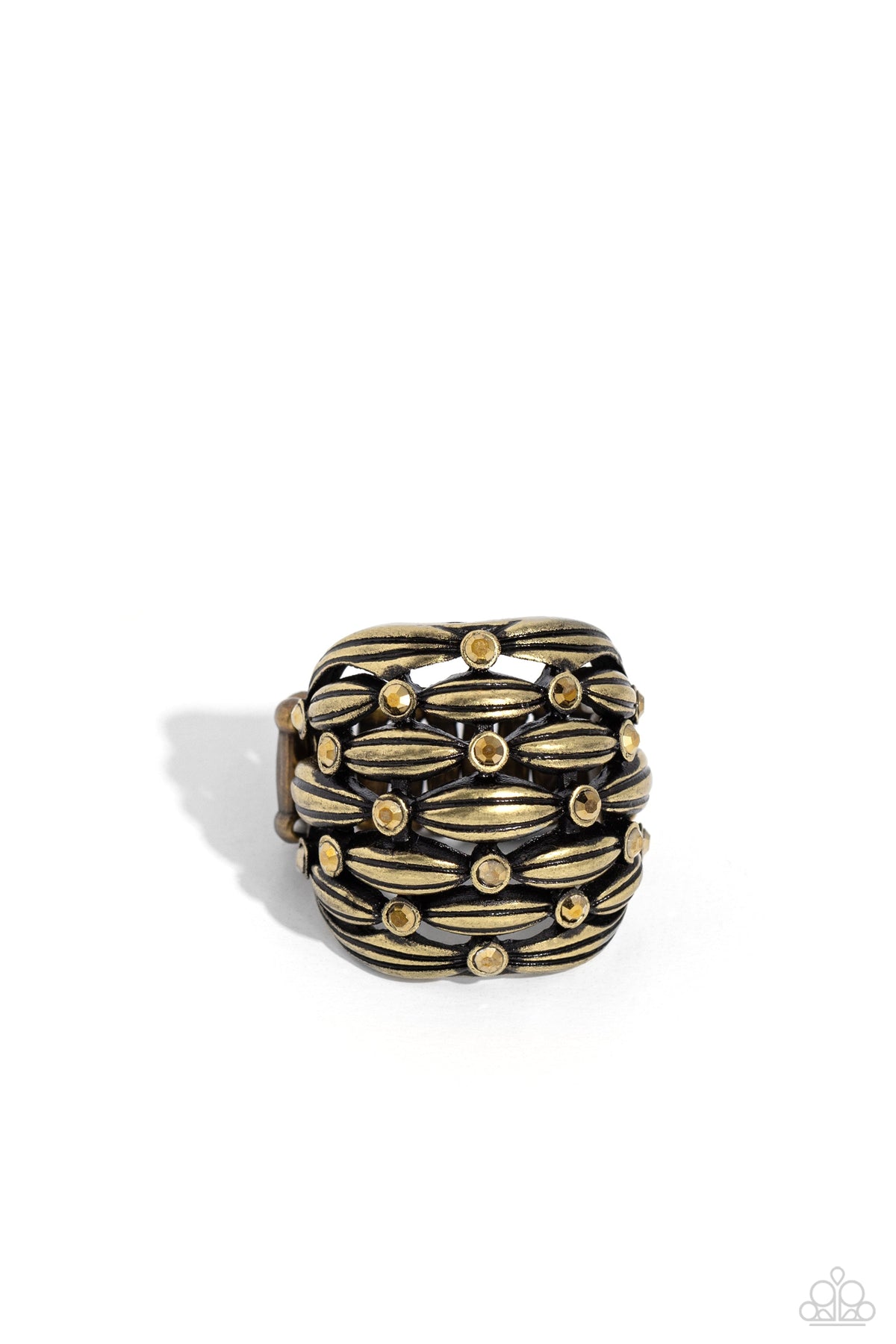 Steadfast Stack Brass Ring - Paparazzi Accessories- lightbox - CarasShop.com - Paparazzi Jewelry by Cara Jewels