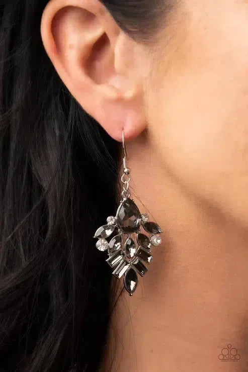 Stellar-escent Elegance Silver Earrings - Paparazzi Accessories-on model - CarasShop.com - Paparazzi Jewelry by Cara Jewels