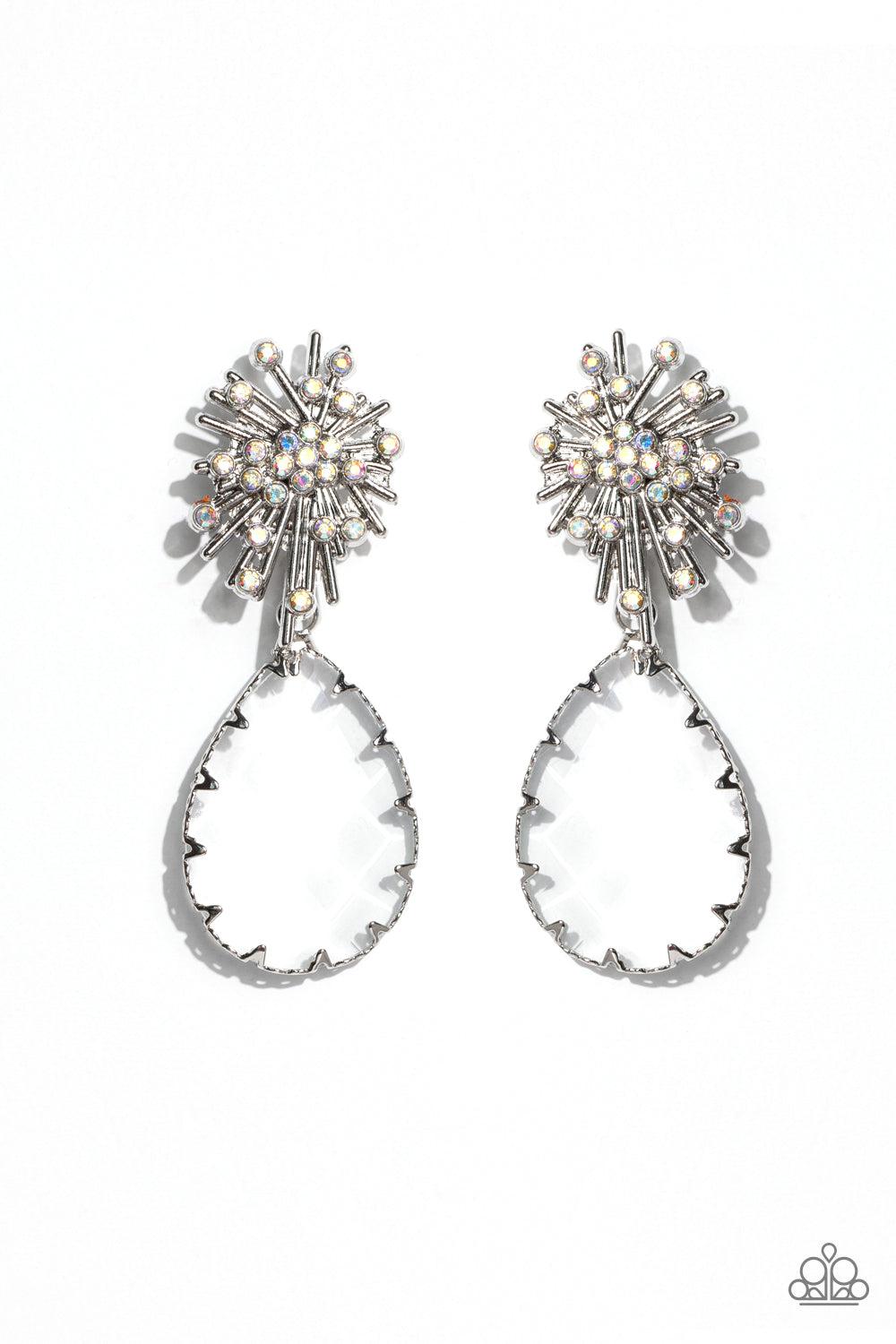 Stellar Shooting Star Multi Iridescent Gem Earrings - Paparazzi Accessories- lightbox - CarasShop.com - Paparazzi Jewelry by Cara Jewels
