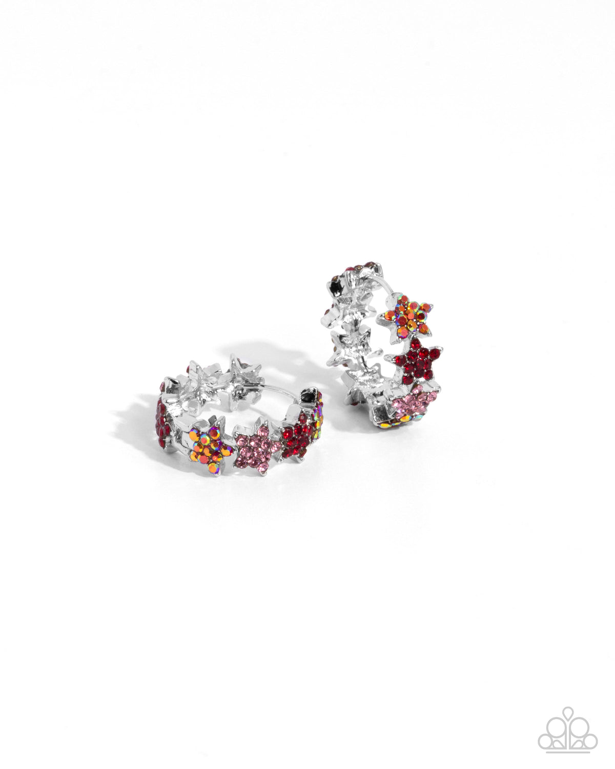 Stellar Surrender Red Star Mini Hoop Earrings - Paparazzi Accessories- lightbox - CarasShop.com - Paparazzi Jewelry by Cara Jewels