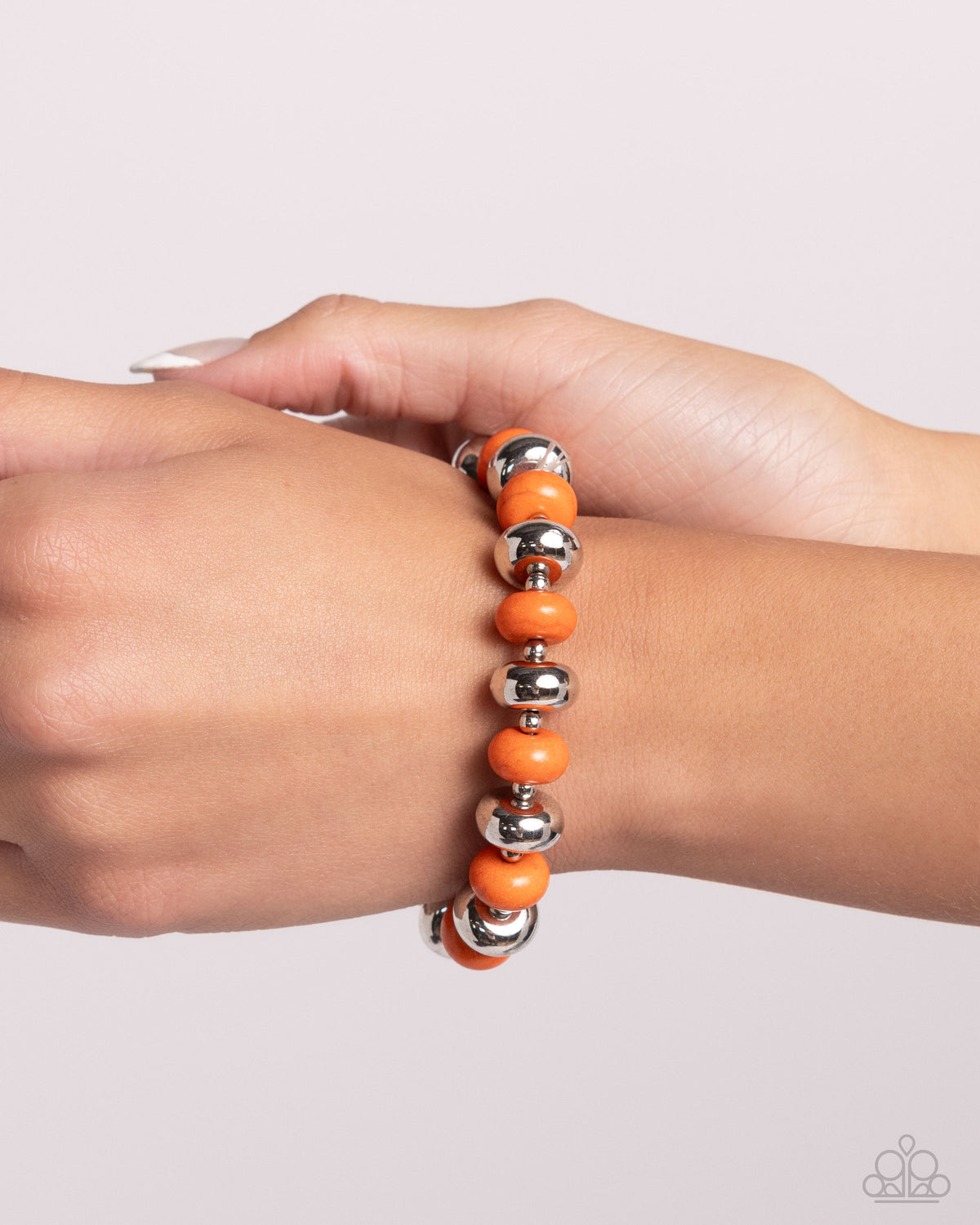Stone Age Aesthetic Orange Stone Bracelet - Paparazzi Accessories-on model - CarasShop.com - Paparazzi Jewelry by Cara Jewels