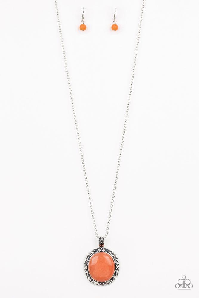 Stone Aura Orange Necklace - Paparazzi Accessories- lightbox - CarasShop.com - Paparazzi Jewelry by Cara Jewels