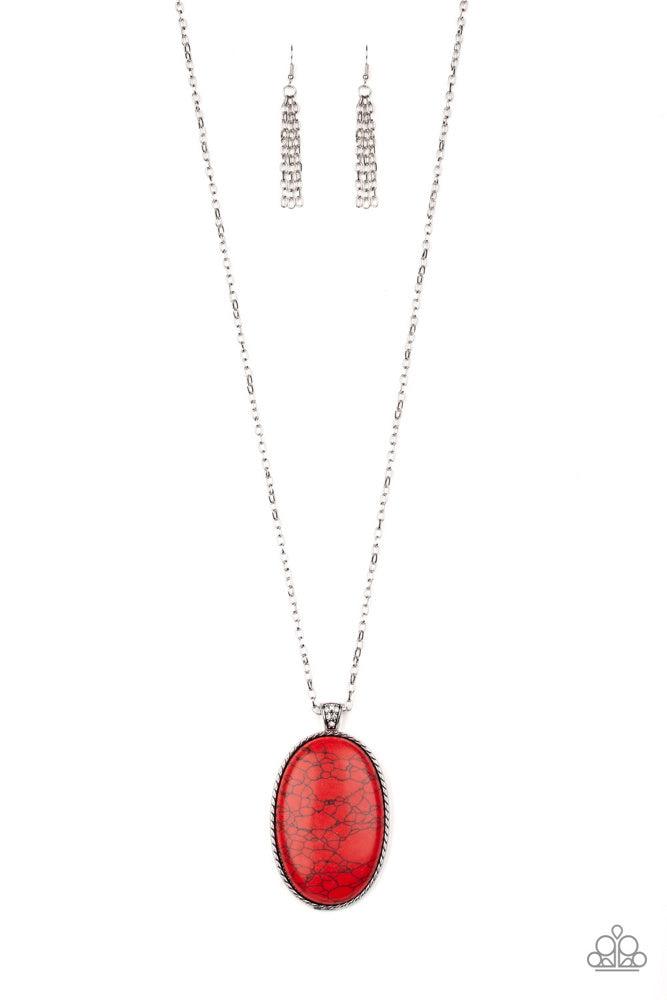 Stone Stampede Red Necklace - Paparazzi Accessories- lightbox - CarasShop.com - Paparazzi Jewelry by Cara Jewels
