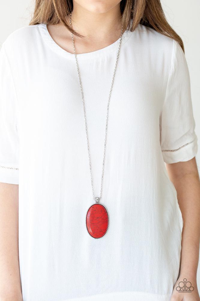 Stone Stampede Red Necklace - Paparazzi Accessories- on model - CarasShop.com - Paparazzi Jewelry by Cara Jewels