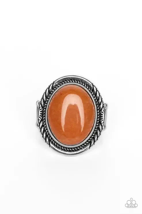 Stone Terrarium Orange Ring - Paparazzi Accessories- lightbox - CarasShop.com - Paparazzi Jewelry by Cara Jewels