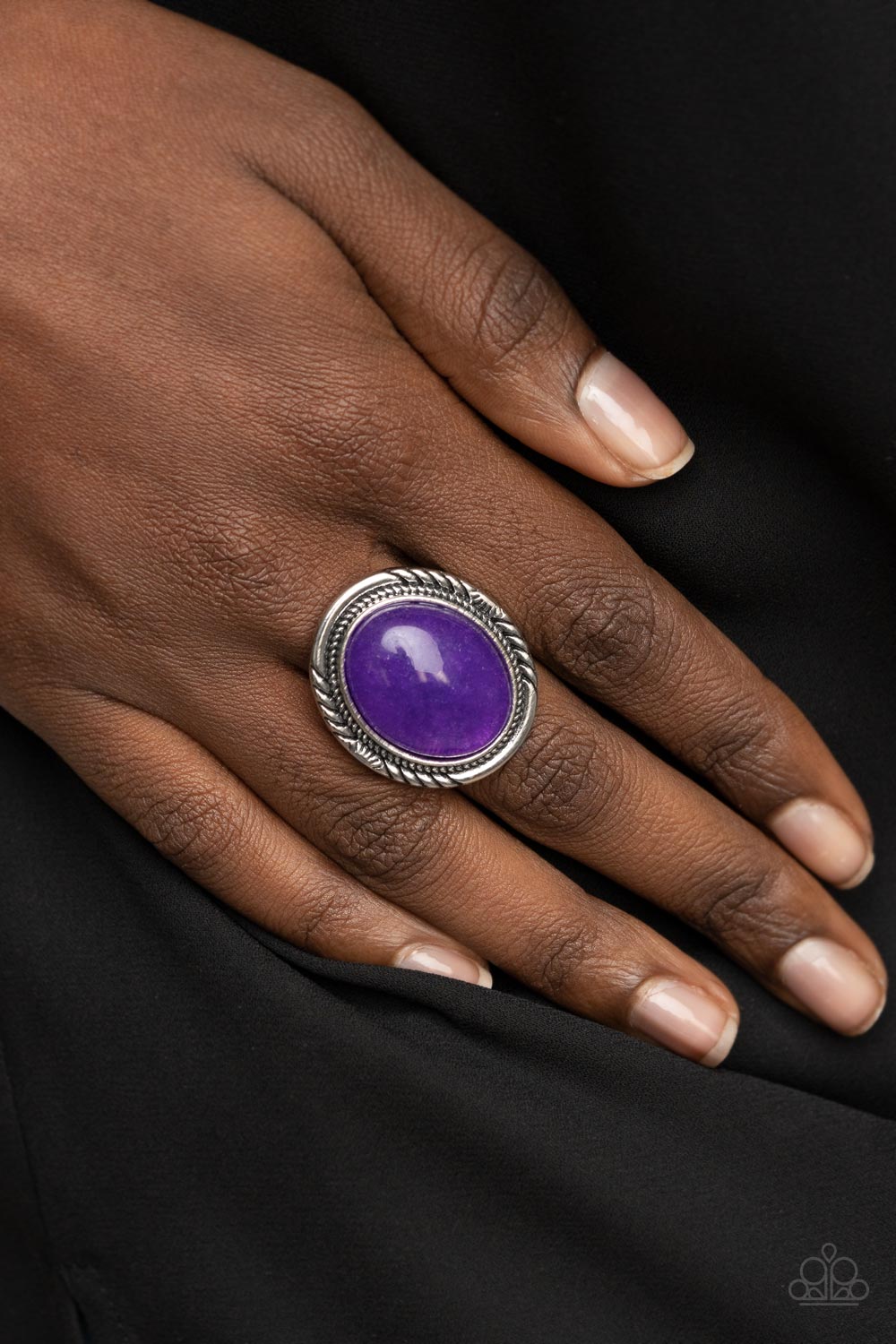 Stone Terrarium Purple Stone Ring - Paparazzi Accessories- on model - CarasShop.com - Paparazzi Jewelry by Cara Jewels