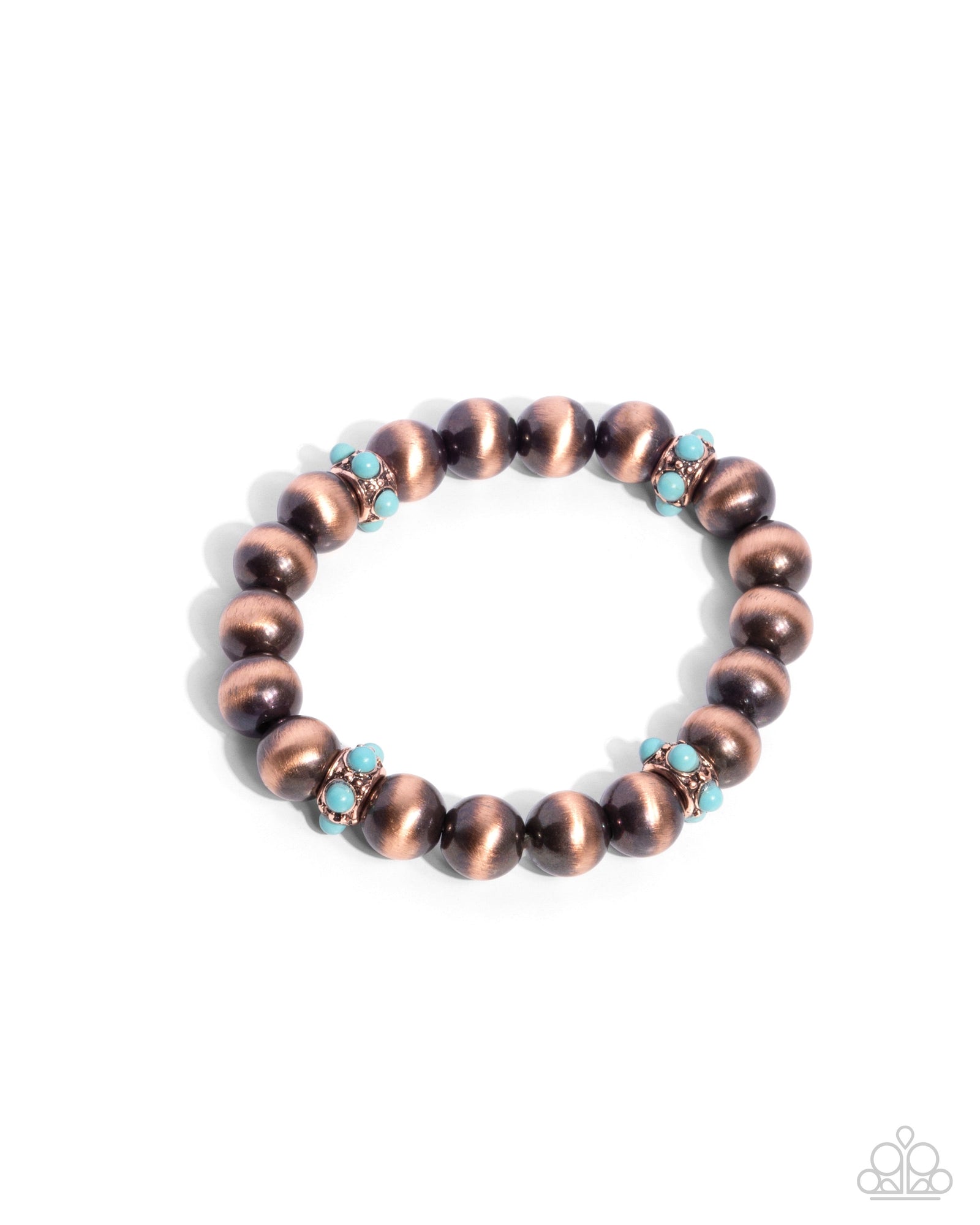 Stony Spotlight Men's Copper & Turquoise Blue Stone Urban Bracelet - Paparazzi Accessories- lightbox - CarasShop.com - Paparazzi Jewelry by Cara Jewels