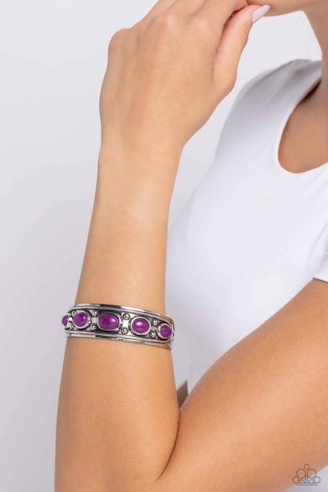 Stony Surprise Purple Bracelet - Paparazzi Accessories-on model - CarasShop.com - Paparazzi Jewelry by Cara Jewels