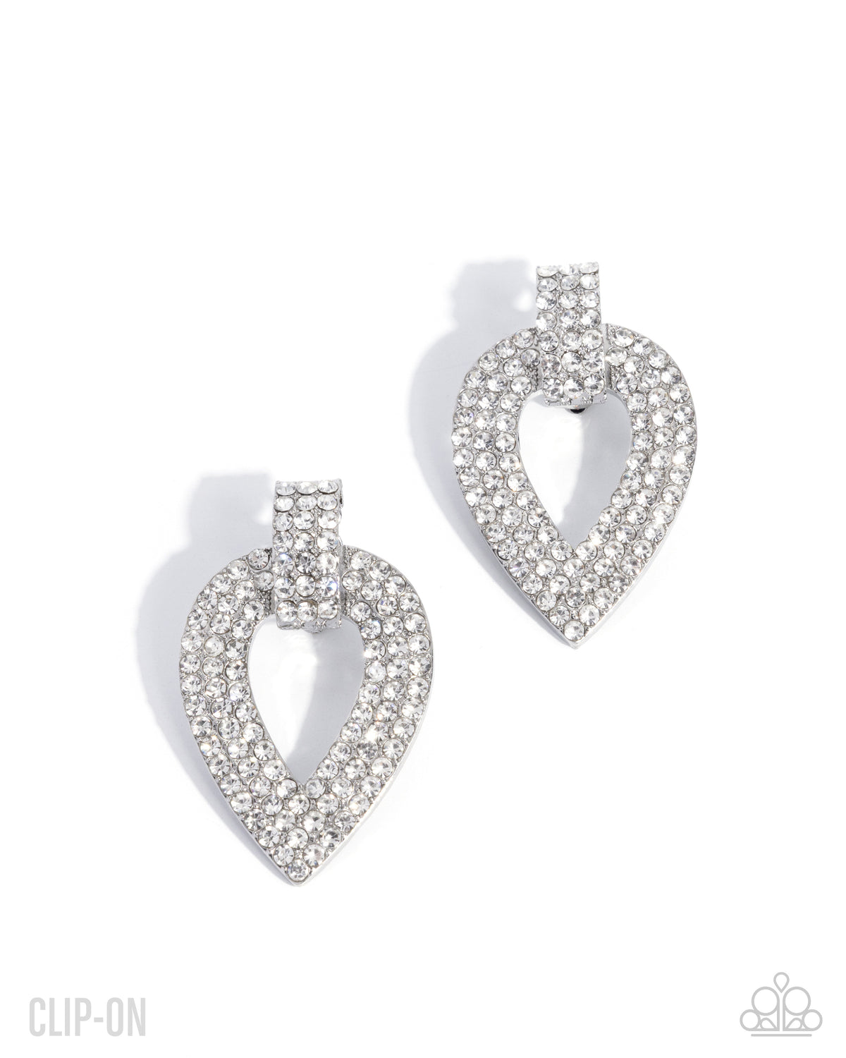 Stop and Shimmer White Rhinestone Clip-on Earrings - Paparazzi Accessories- lightbox - CarasShop.com - Paparazzi Jewelry by Cara Jewels