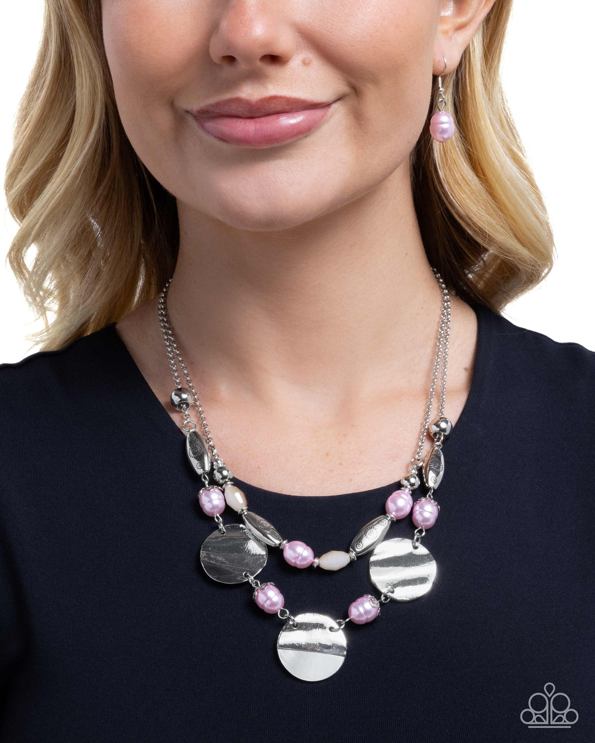 Storytelling Shell Pink Necklace - Paparazzi Accessories- on model - CarasShop.com - Paparazzi Jewelry by Cara Jewels