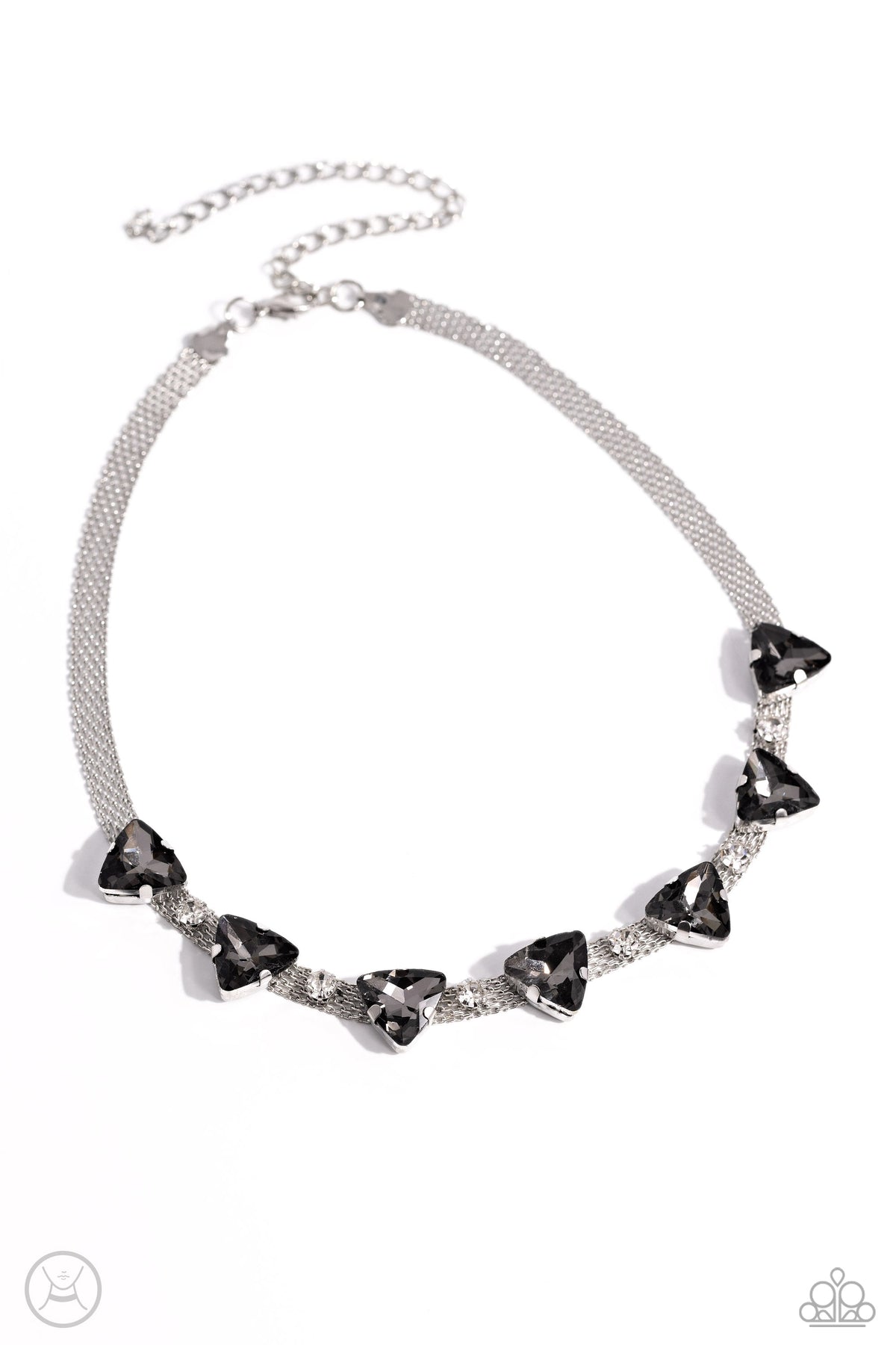 Strands of Sass Silver Rhinestone Choker Necklace - Paparazzi Accessories- lightbox - CarasShop.com - Paparazzi Jewelry by Cara Jewels