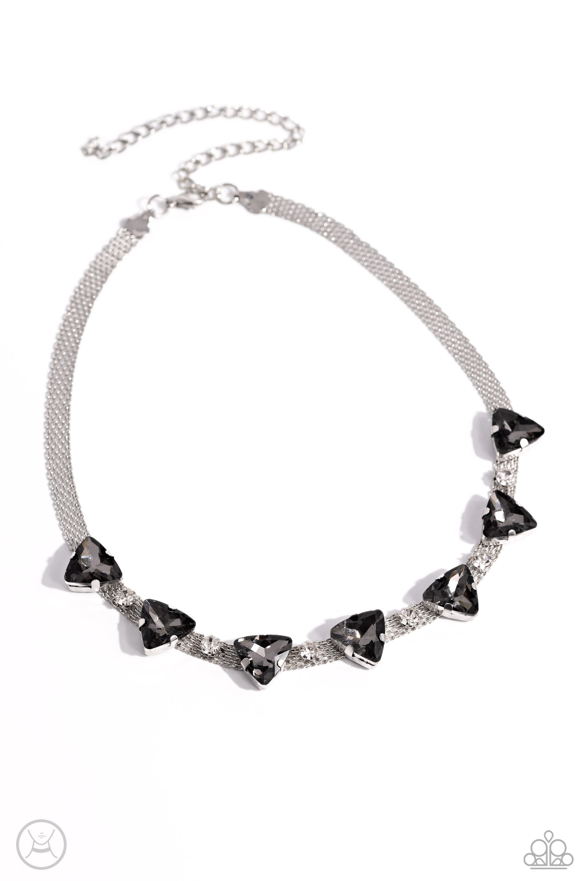 Strands of Sass Silver Rhinestone Choker Necklace - Paparazzi Accessories- lightbox - CarasShop.com - Paparazzi Jewelry by Cara Jewels