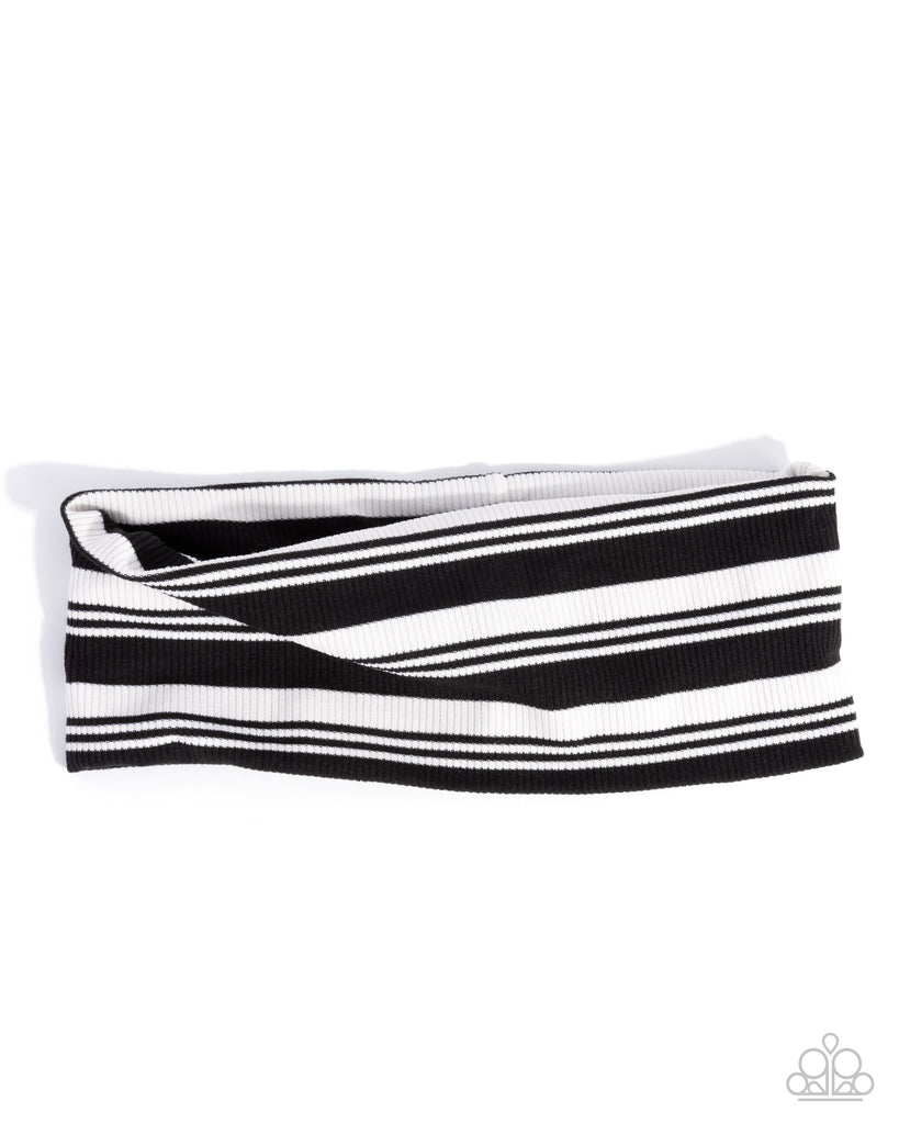 Paparazzi Striped Symphony Black & White Hairband | CarasShop display picture 1