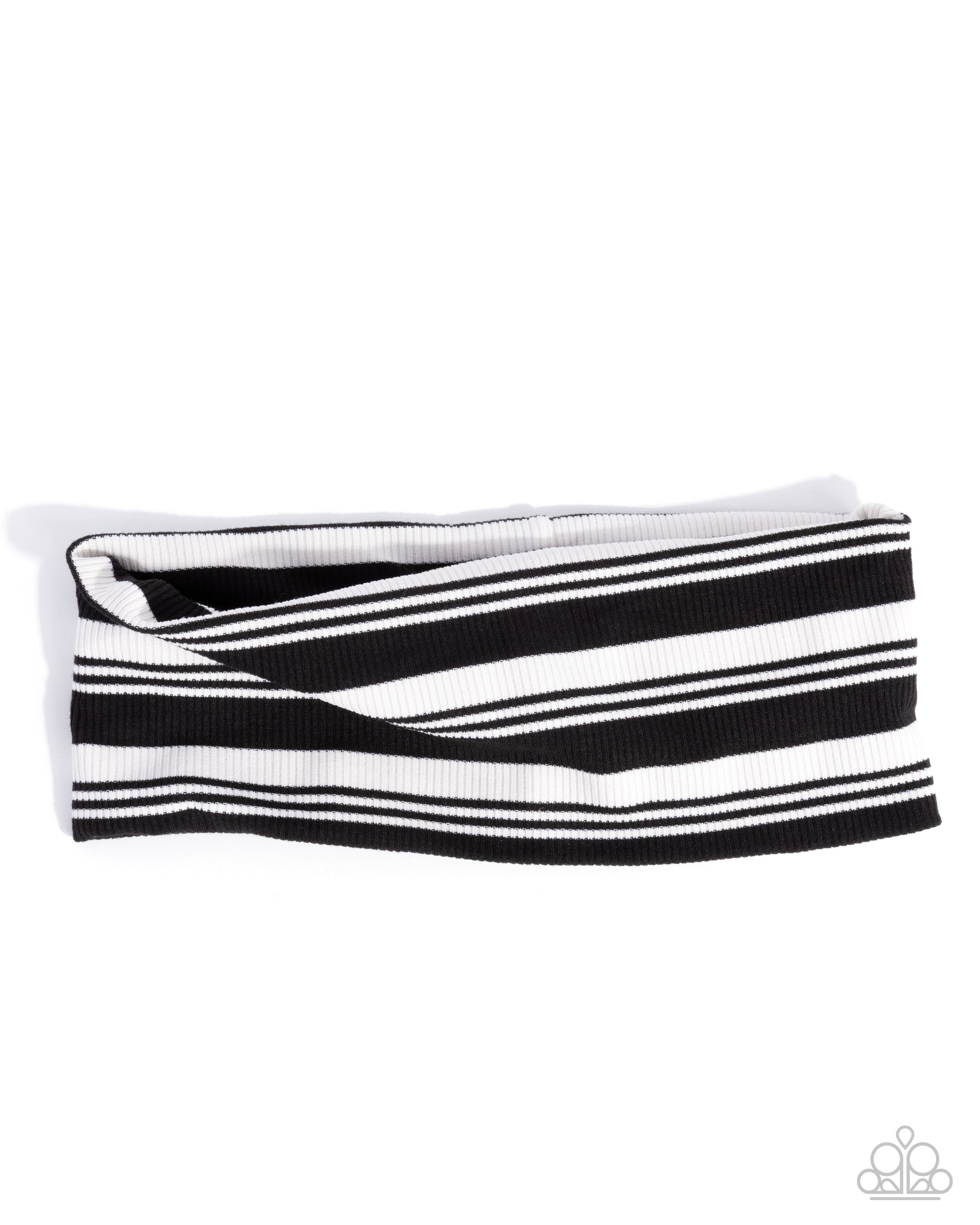 Striped Symphony Black & White Hair band - Paparazzi Accessories- lightbox - CarasShop.com - Paparazzi Jewelry by Cara Jewels