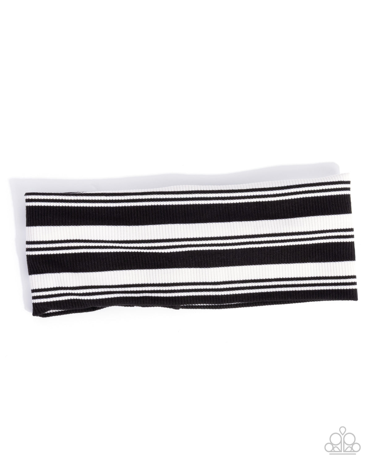 Striped Symphony Black & White Hair band - Paparazzi Accessories-on model - CarasShop.com - Paparazzi Jewelry by Cara Jewels